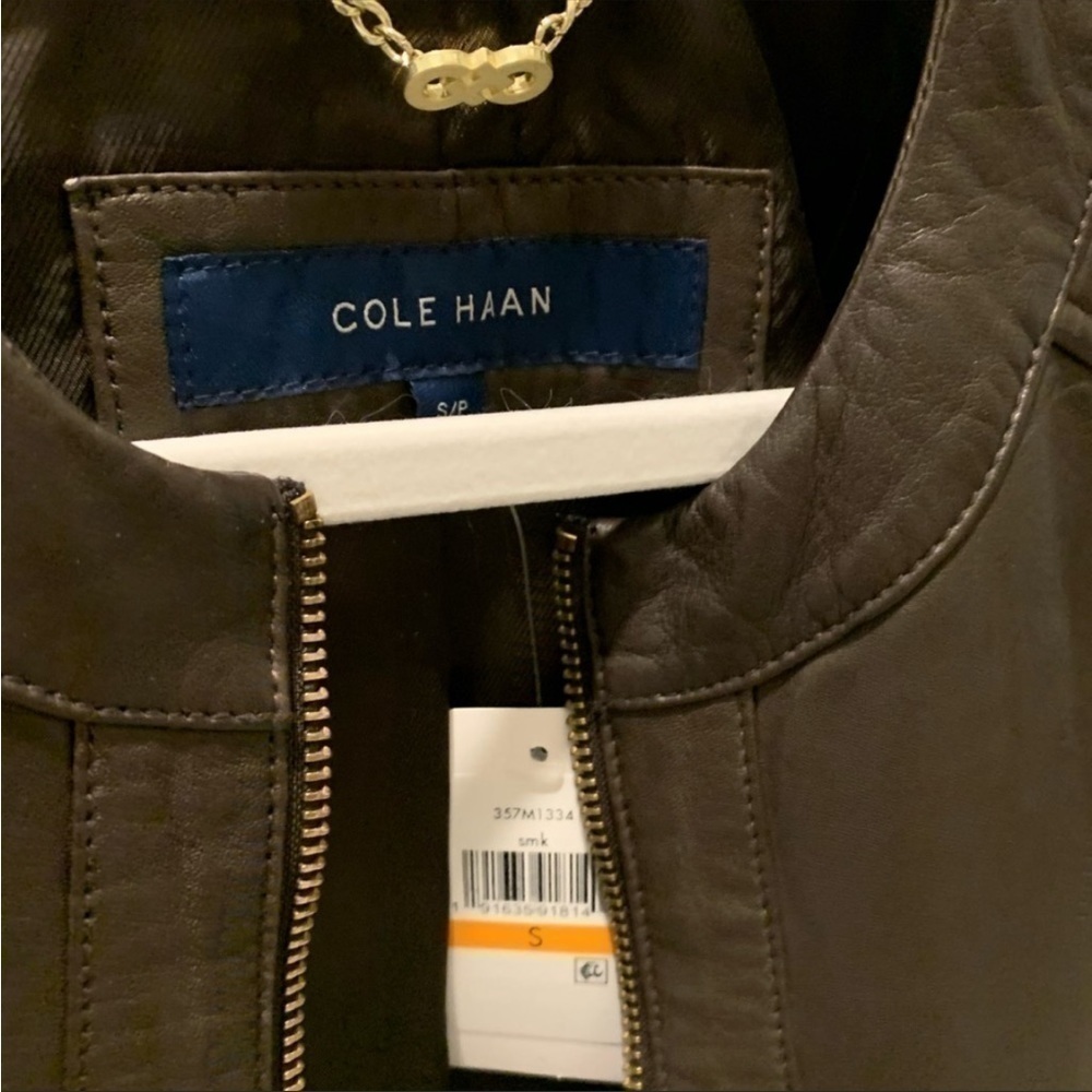 𝅺❣️BROWN Leather Jacket by Cole Haan Sz S NWT - Picture 4 of 5